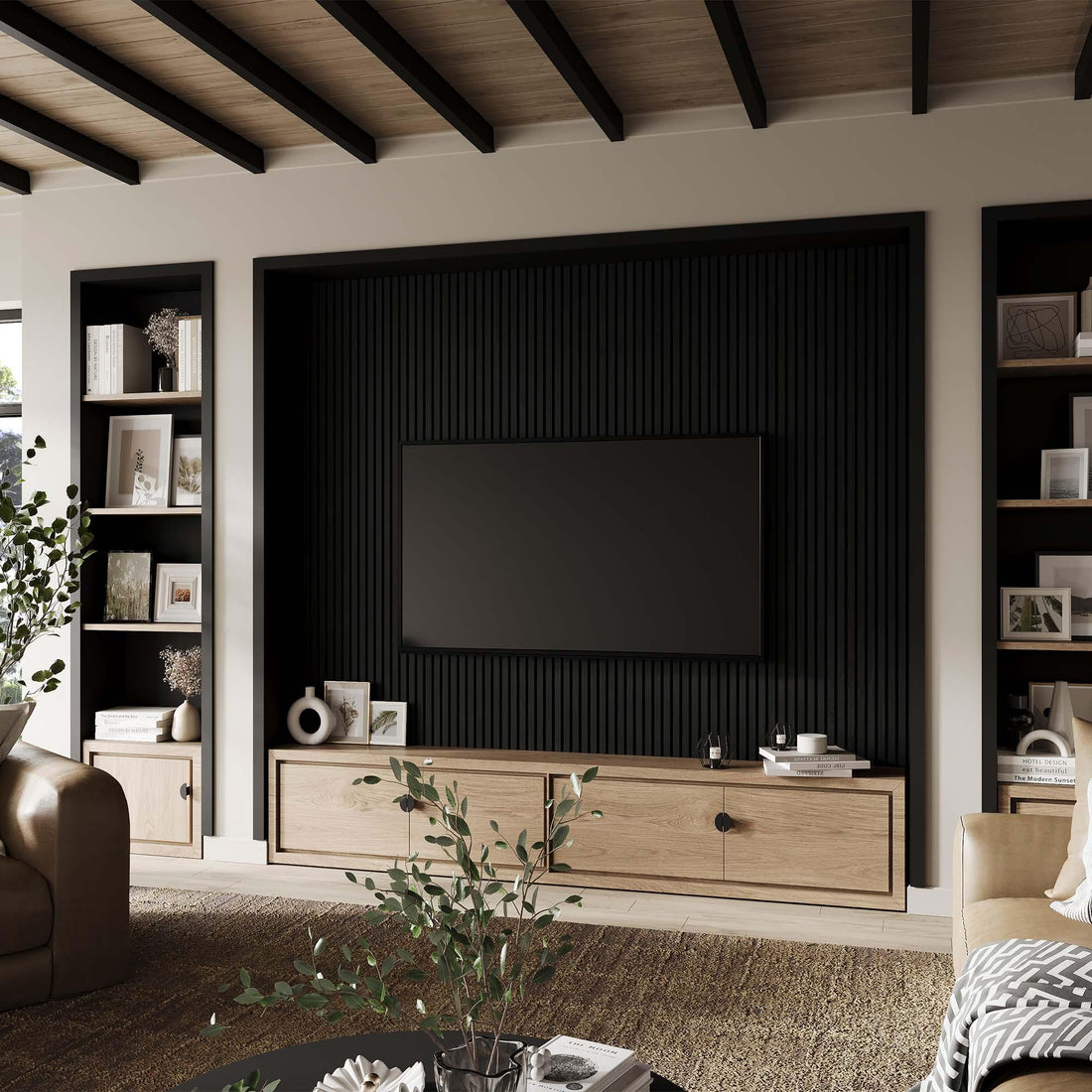 Luxury American Black Oak Acoustic Slat Wood Wall Panels