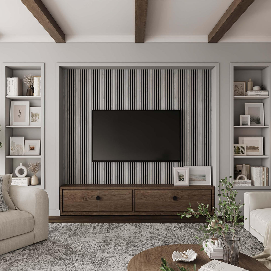 Luxury American Grey Oak Acoustic Slat Wood Wall Panels