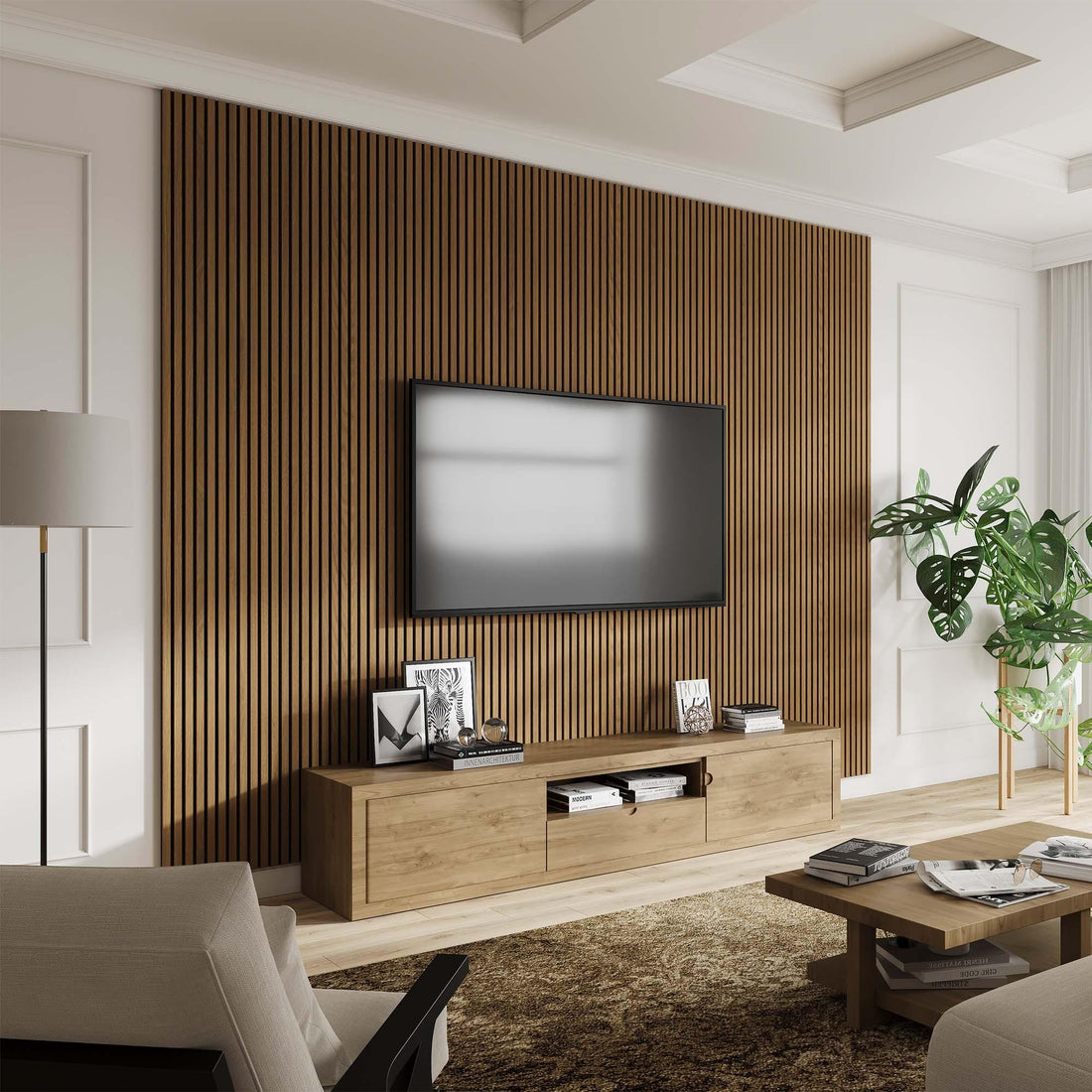 Luxury American Oiled Oak Acoustic Slat Wood Wall Panels