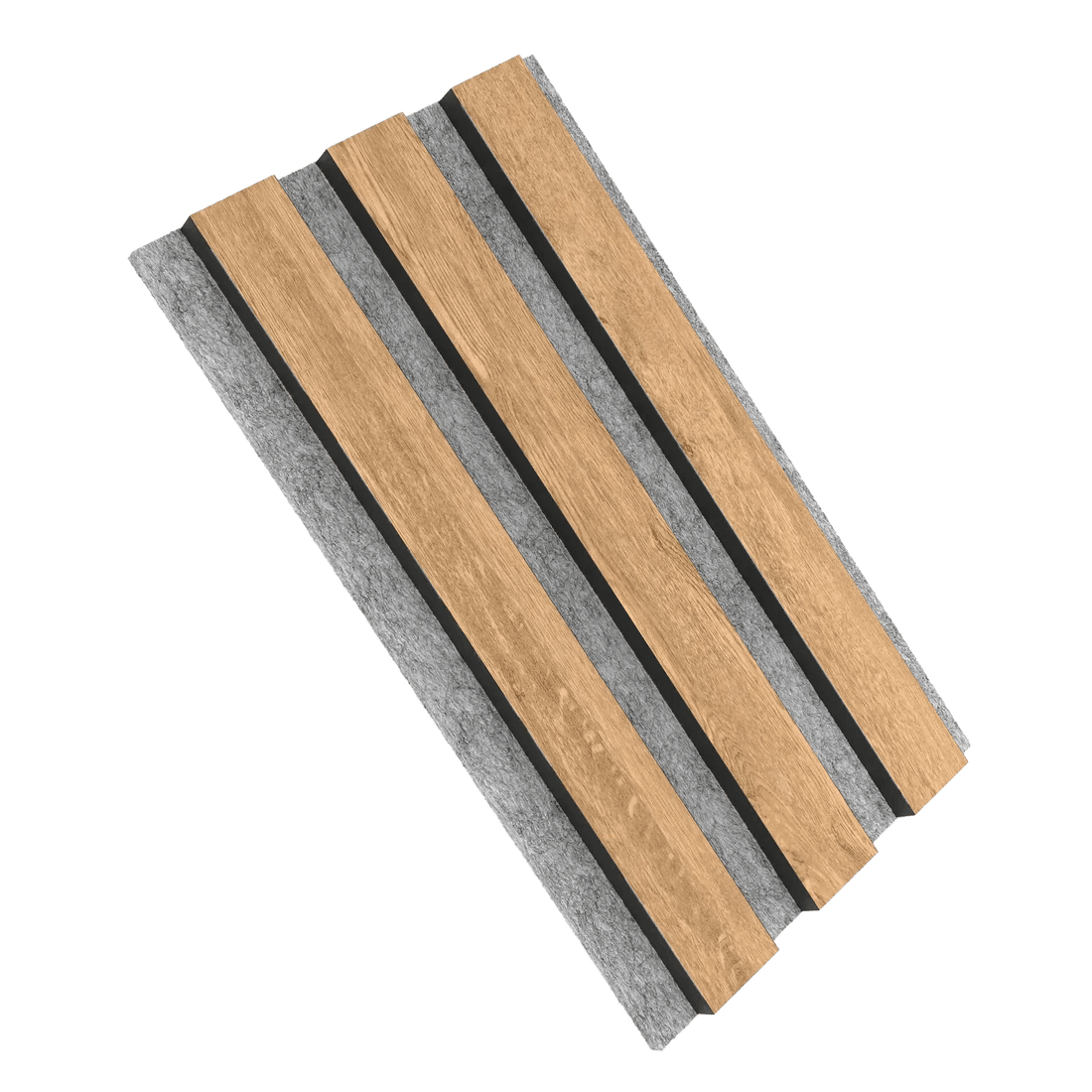 Natural White Oak Wall Panels With Grey Felt Backing Sample